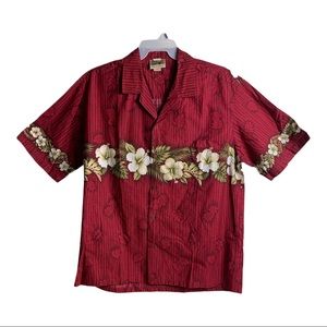 Men’s Hawaiian Shirt 2XL Button Down Red Floral Winnie Fashion